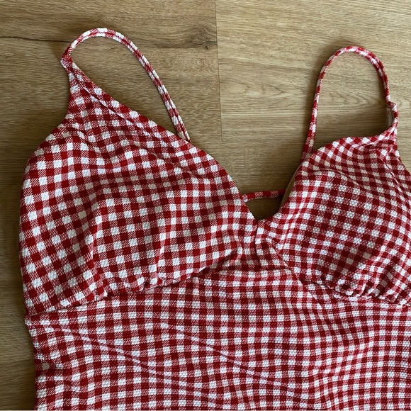 NEW Old Navy Red and White Checkered One Piece Swimsuit - Picture 2 of 7